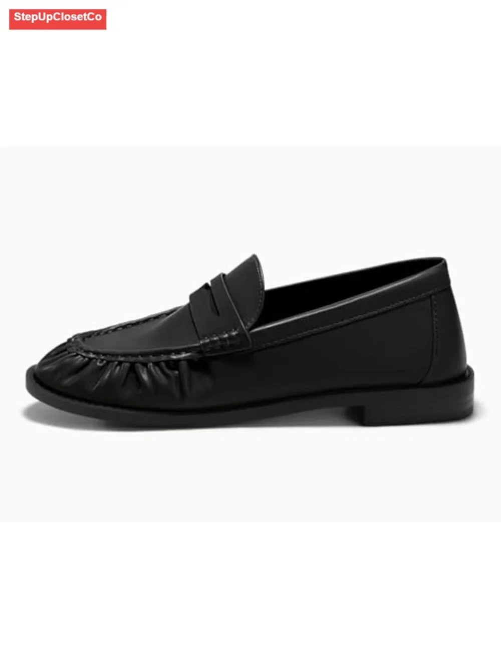 Faux Leather Penny Loafers for Women Comfortable Slip On Work Flats